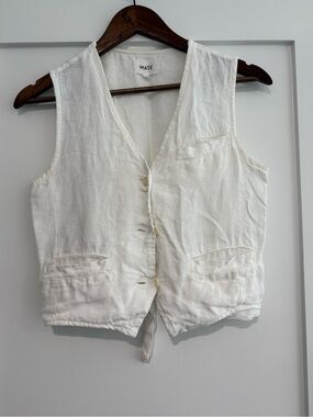 MATE the Label White Linen Vest Size S